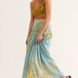 SOLD Free People Farrah sky blue floral Maxi Skirt
